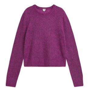 Arket Mohair Blend Knit Sweater in Purple Size Medium